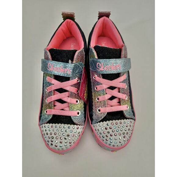Skechers Twinkle Toes Emoji Rainbows Happy Light Up Girls Sneakers Shoes Size 3 - Picture 2 of 8
